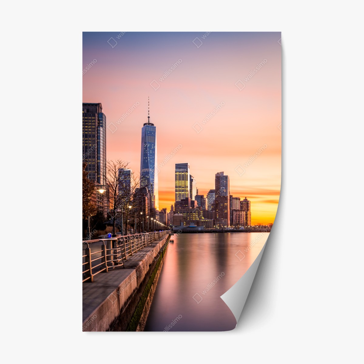 Sticker repositionnable coucher de soleil à Lower Manhattan – Wallnifity®