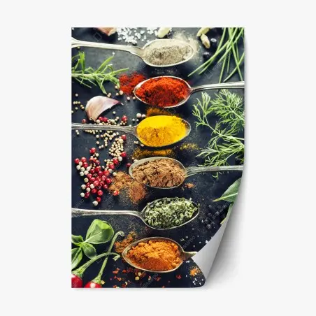 Sticker repositionnable palette colorée d'épices et d'herbes aromatiques – Wallnifity®