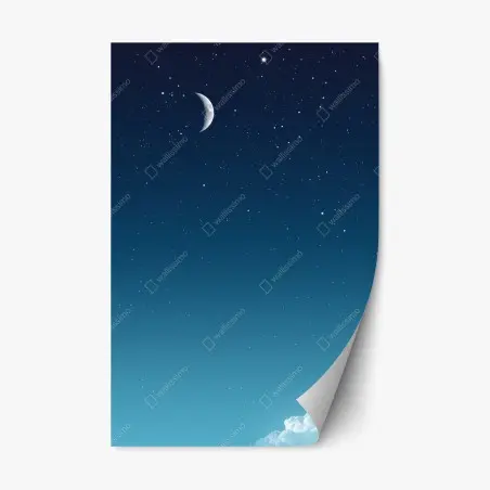 Sticker repositionnable ciel nocturne au croissant de lune – Wallnifity®