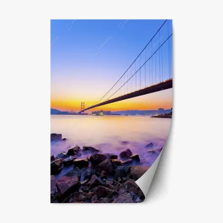 Sticker repositionnable pont suspendu au coucher de soleil – Wallnifity®