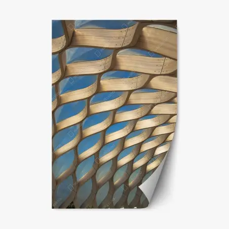 Sticker repositionnable voûte en treillis de bois, ciel de Chicago – Wallnifity®
