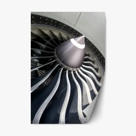 Sticker repositionnable mouvement métallique : vue artistique d'une turbine d'avion – Wallnifity®