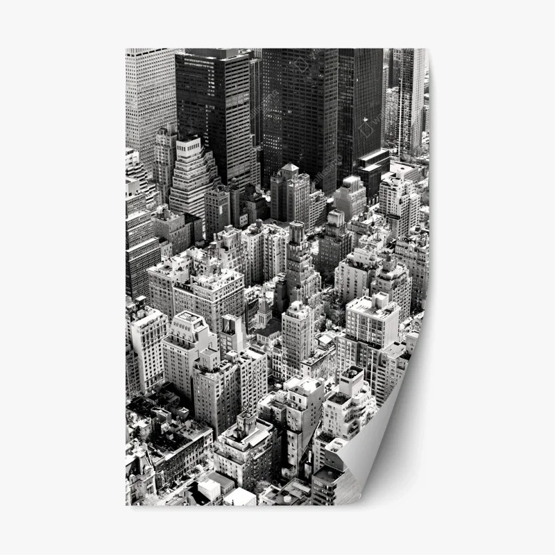Sticker repositionnable horizon urbain de Manhattan en noir et blanc – Wallnifity® Sticker repositionnable horizon urbain de Manhattan en noir et blanc – Wallnifity®