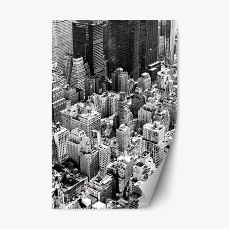 Sticker repositionnable horizon urbain de Manhattan en noir et blanc – Wallnifity®