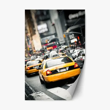 Sticker repositionnable scène de taxis jaunes à New York – Wallnifity®
