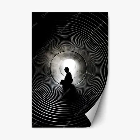 Sticker repositionnable silhouette dans un tunnel concentrique – Wallnifity®
