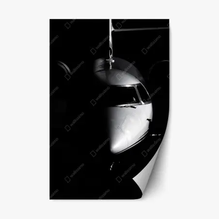 Sticker repositionnable portrait minimaliste du nez d'avion en noir et blanc – Wallnifity®