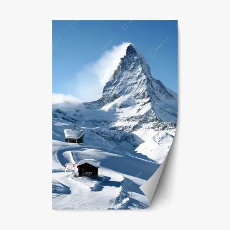 Sticker repositionnable Cervin majestueux : panorama hivernal – Wallnifity®