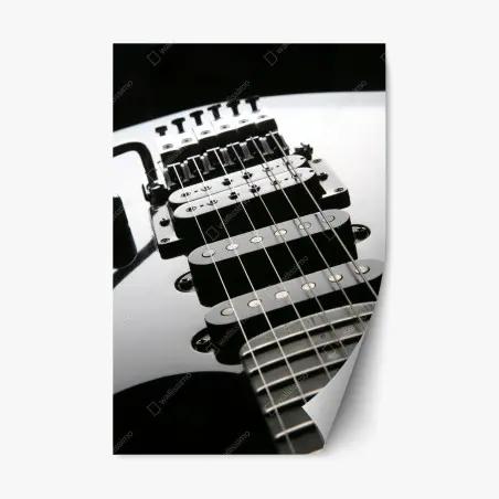 Sticker repositionnable gros plan contrasté d'une guitare électrique – Wallnifity®