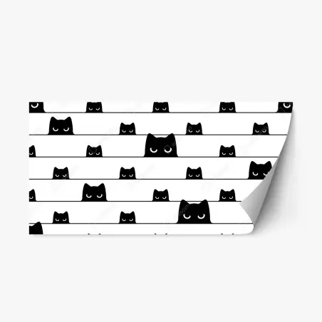 Sticker repositionnable motif chats malicieux en noir et blanc – Wallnifity®