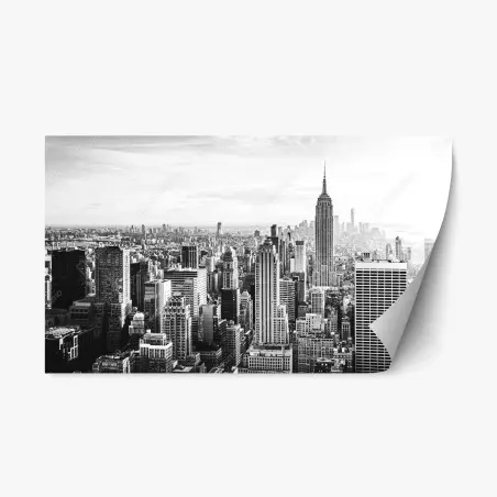 Sticker repositionnable panorama urbain de New York en noir et blanc – Wallnifity®