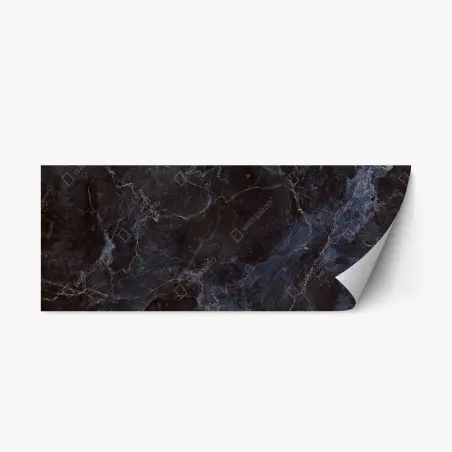 Sticker repositionnable motif marbre noir et bleu aux veines élégantes – Wallnifity®