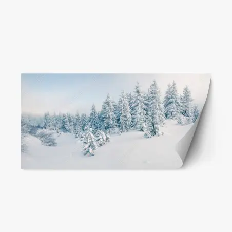 Sticker repositionnable refuge hivernal au milieu des sapins – Wallnifity®