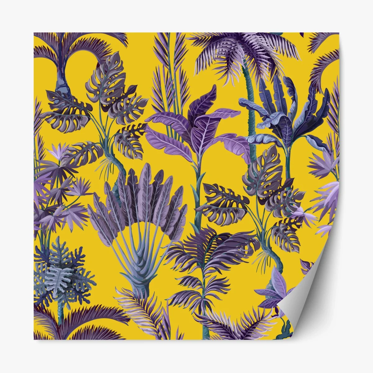 Sticker repositionnable jungle exotique aux feuilles violettes – Wallnifity® Sticker repositionnable jungle exotique aux feuilles violettes – Wallnifity®