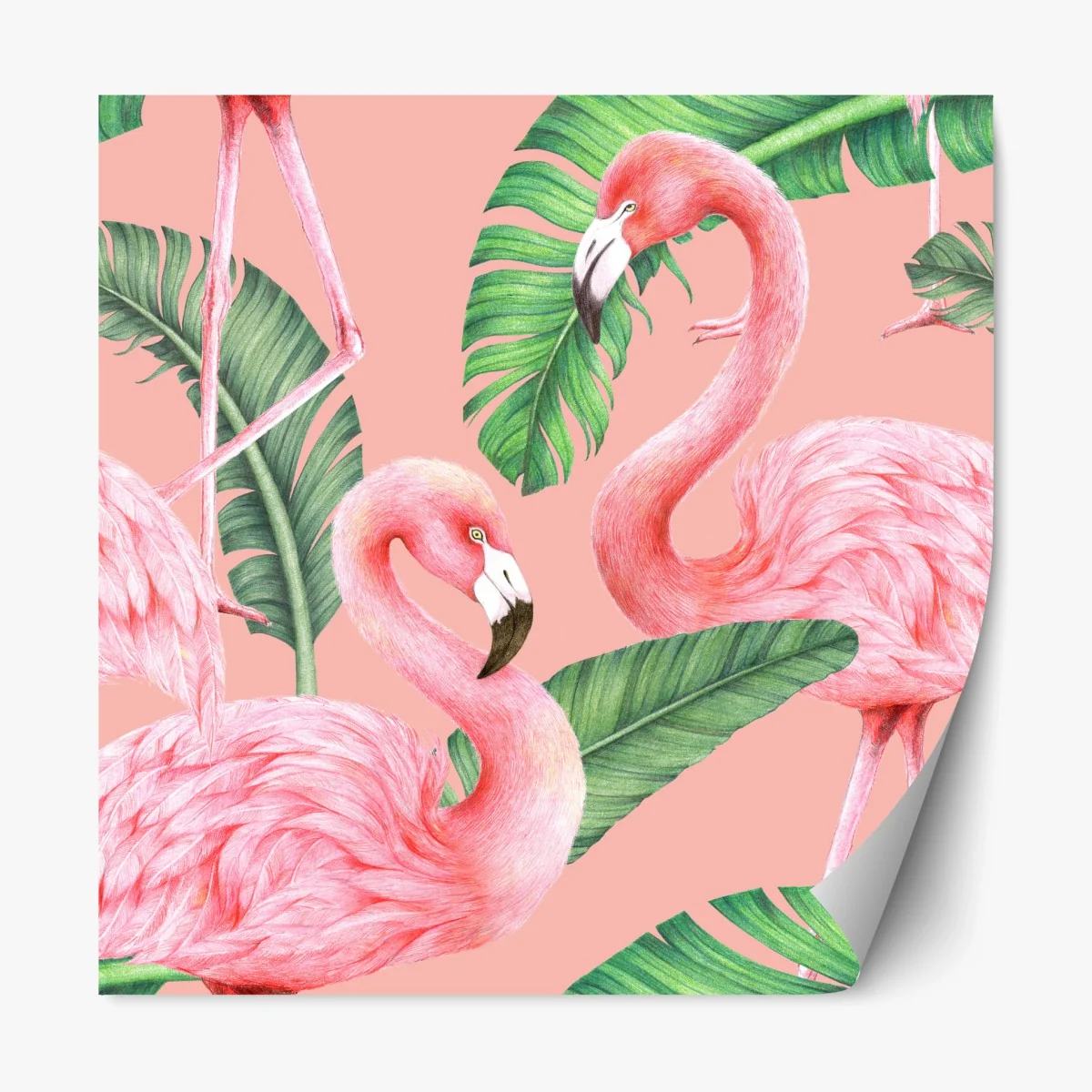 Sticker repositionnable motif flamants roses et feuilles tropicales – Wallnifity® Sticker repositionnable motif flamants roses et feuilles tropicales – Wallnifity®