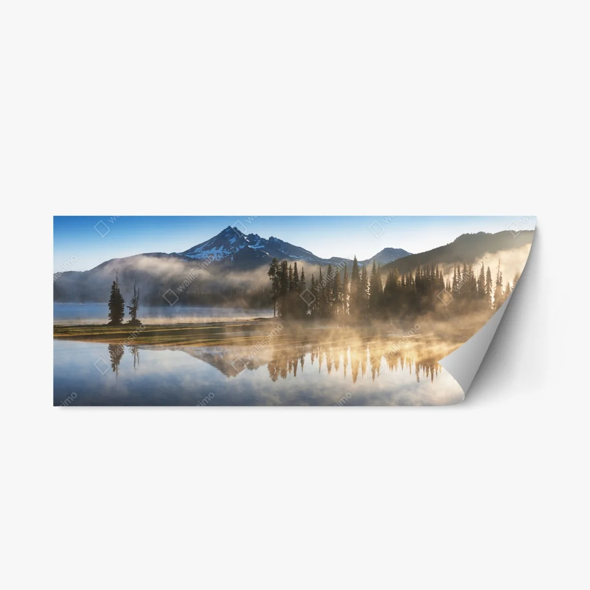 Sticker repositionnable reflets brumeux au lever du jour sur le lac – Wallnifity® Sticker repositionnable reflets brumeux au lever du jour sur le lac – Wallnifity®