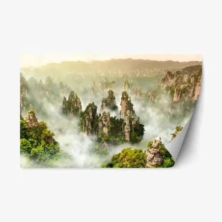 Sticker repositionnable paysage brumeux des piliers de Zhangjiajie, Hunan – Wallnifity®