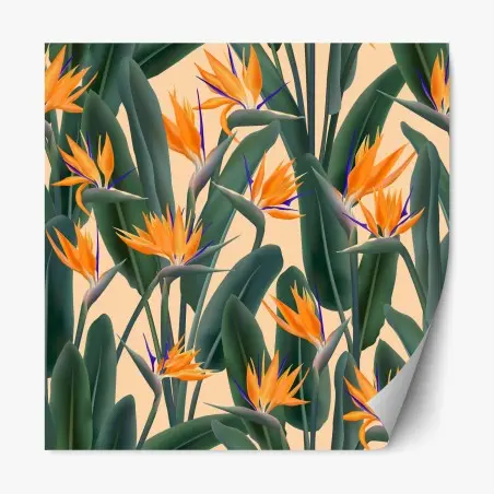 Sticker repositionnable motif tropical bohème fleur de paradis – Wallnifity®