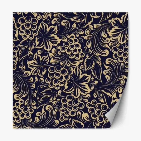 Sticker repositionnable motif baroque de vigne et raisins dorés – Wallnifity®