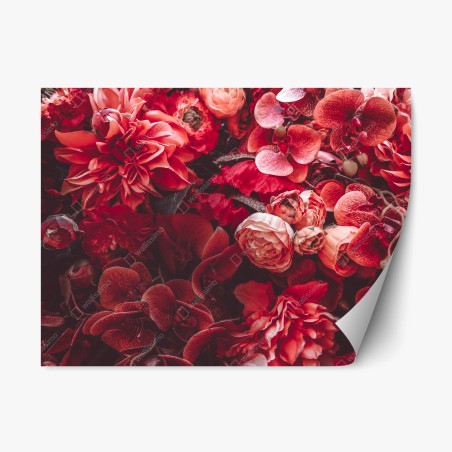 Sticker repositionnable composition florale rouge et texturée – Wallnifity®