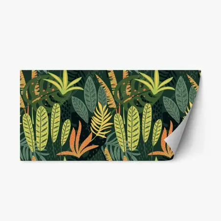Sticker repositionnable motif tropical graphique aux feuillages luxuriants – Wallnifity®