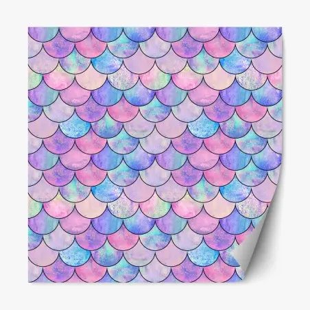 Sticker repositionnable motif écailles de sirène irisé pastel – Wallnifity®