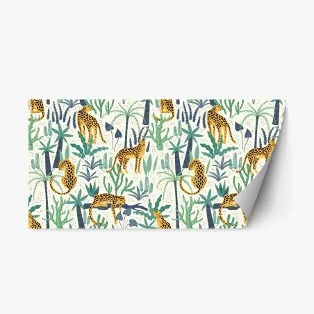 Sticker repositionnable motif tropical guépards et palmiers – Wallnifity®