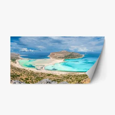 Sticker repositionnable panorama de la lagune de Balos et de l'île de Gramvousa, Crète – Wallnifity®