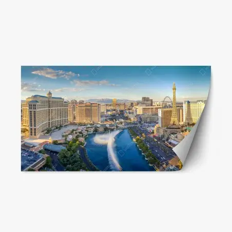 Sticker repositionnable vue panoramique du strip de Las Vegas au coucher du soleil – Wallnifity®
