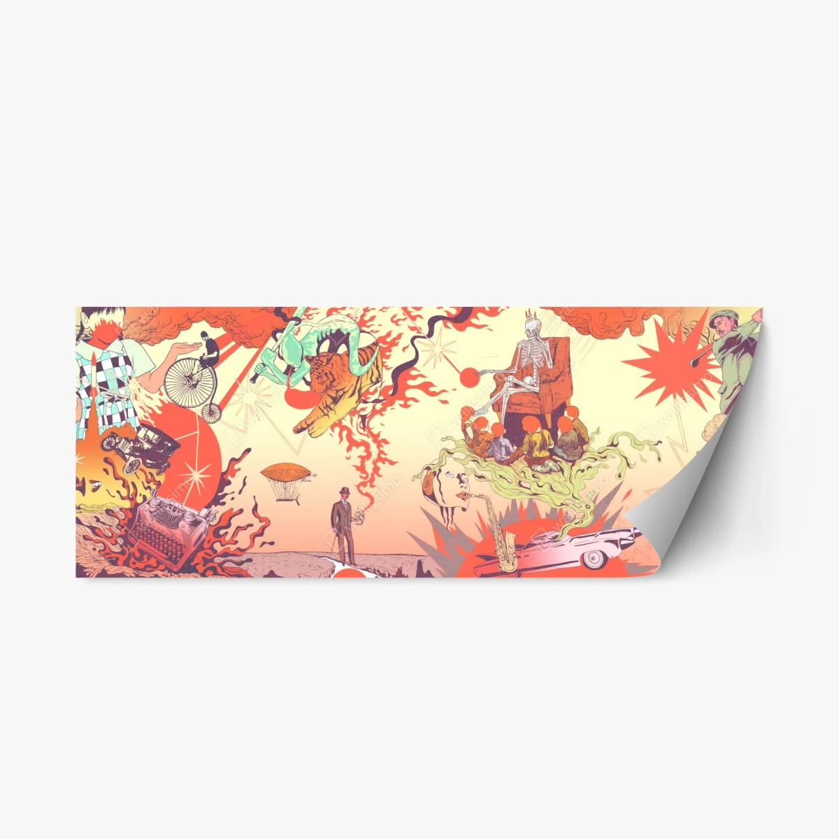 Sticker repositionnable fresque surréaliste psychédélique et rétro – Wallnifity® Sticker repositionnable fresque surréaliste psychédélique et rétro – Wallnifity®