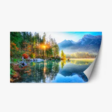 Sticker repositionnable lever de soleil automnal à Hintersee – Wallnifity®
