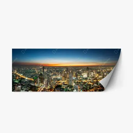 Sticker repositionnable skyline nocturne de Bangkok sur le Chao Phraya – Wallnifity®