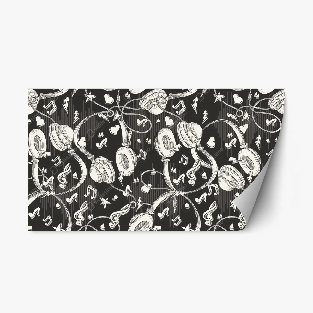 Sticker repositionnable motif casque audio et notes de musique en monochrome – Wallnifity® Sticker repositionnable motif casque audio et notes de musique en monochrome – Wallnifity®
