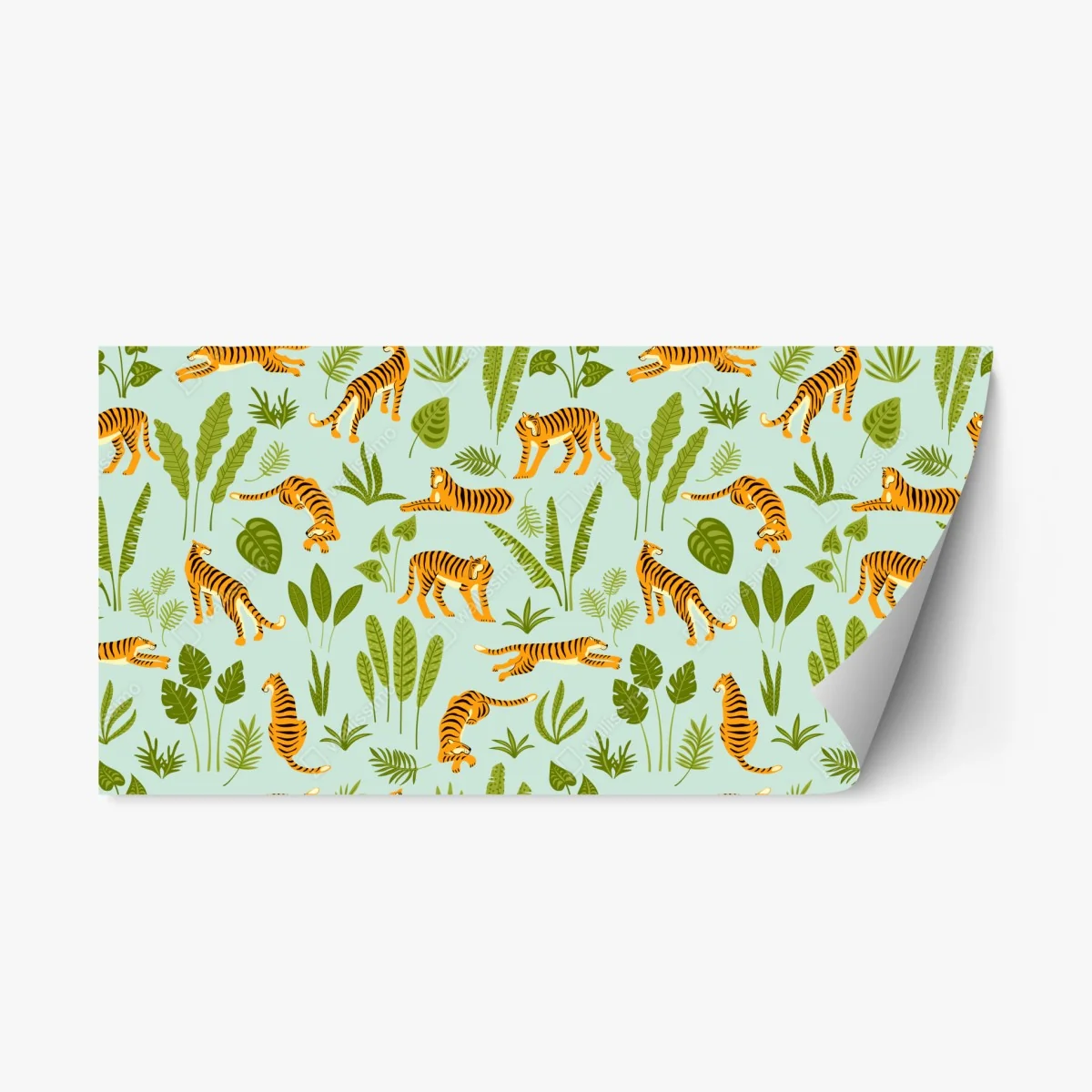 Sticker repositionnable jungle graphique aux tigres et feuillages – Wallnifity® Sticker repositionnable jungle graphique aux tigres et feuillages – Wallnifity®
