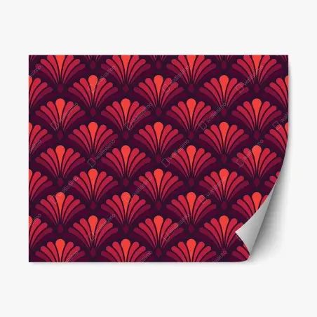 Sticker repositionnable élégant motif art déco corail et bordeaux – Wallnifity®
