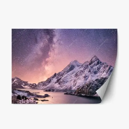 Sticker repositionnable voûte étoilée au-dessus des fjords de Norvège – Wallnifity®