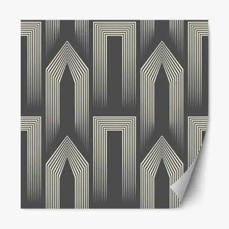 Sticker repositionnable motif géométrique art déco en gris et crème – Wallnifity®