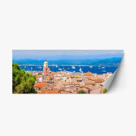 Sticker repositionnable panorama ensoleillé d'un village côtier méditerranéen – Wallnifity®