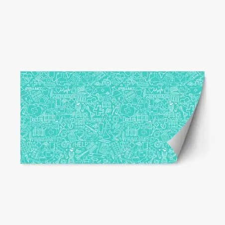 Sticker repositionnable motif médical gribouillis turquoise – Wallnifity®