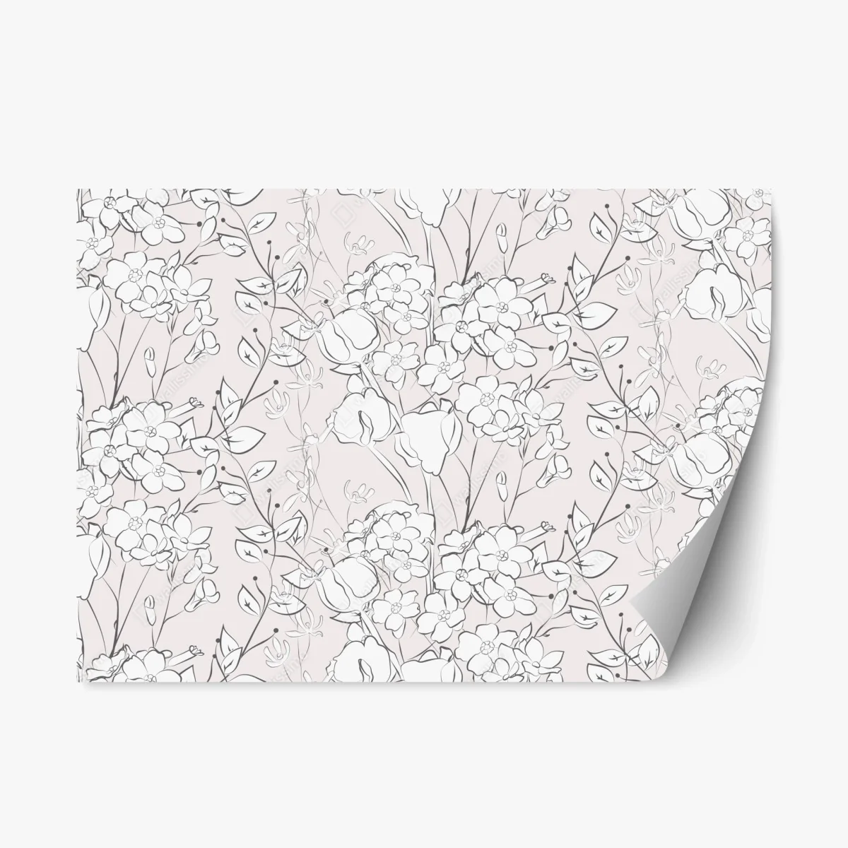 Sticker repositionnable motif floral délicat sur fond rose pâle – Wallnifity® Sticker repositionnable motif floral délicat sur fond rose pâle – Wallnifity®