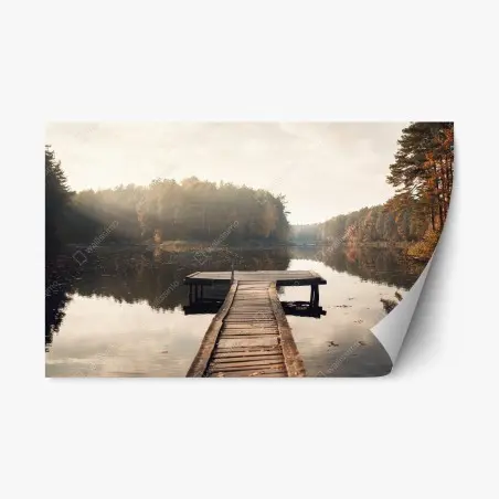 Sticker repositionnable brume d'automne sur le lac – Wallnifity®