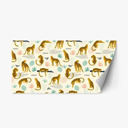 Sticker repositionnable motif guépards stylisés pour décor mural – Wallnifity®