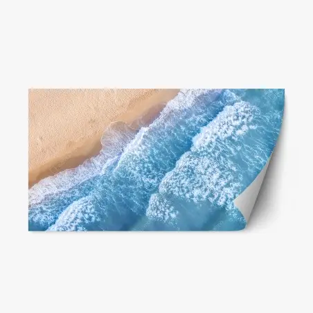 Sticker repositionnable plage et vagues vues du ciel – Wallnifity®