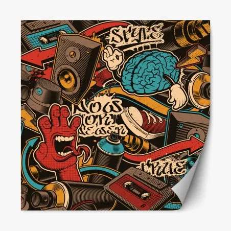 Sticker repositionnable explosion pop urbaine musicale – Wallnifity®