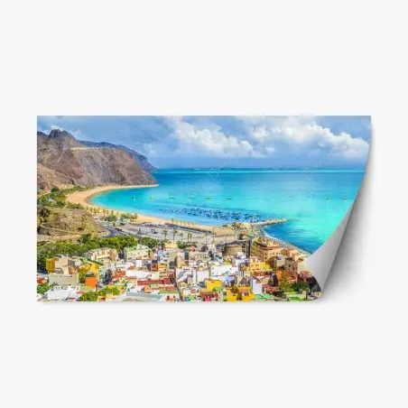 Sticker repositionnable poster panoramique de San Andrés et plage de Las Teresitas, Tenerife – Wallnifity®