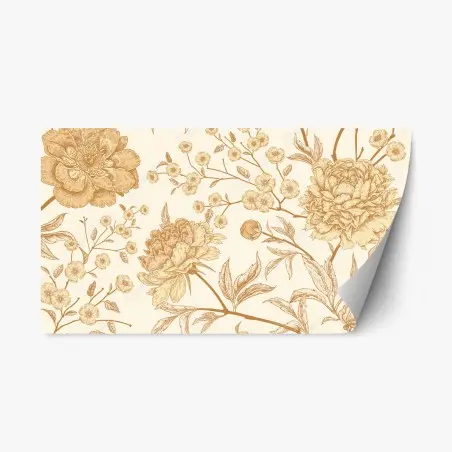 Sticker repositionnable motif floral vintage aux pivoines et branches – Wallnifity®