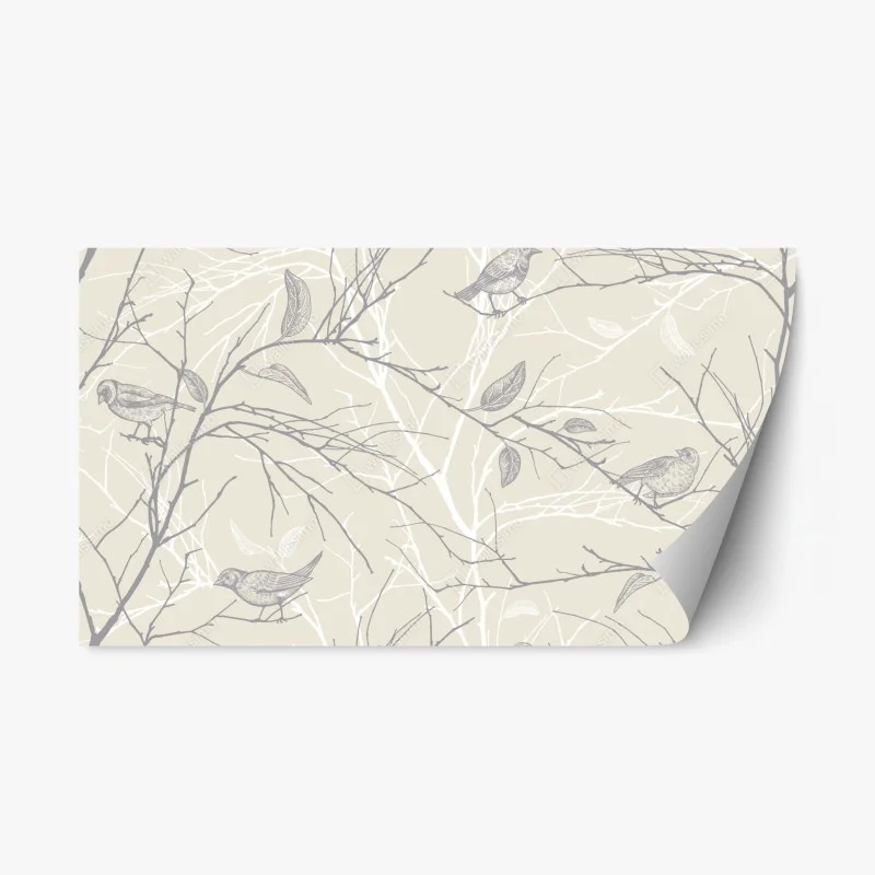 Sticker repositionnable motif oiseaux et branches minimaliste en beige – Wallnifity® Sticker repositionnable motif oiseaux et branches minimaliste en beige – Wallnifity®