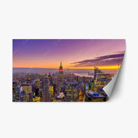Sticker repositionnable horizon de New York au crépuscule – Wallnifity®