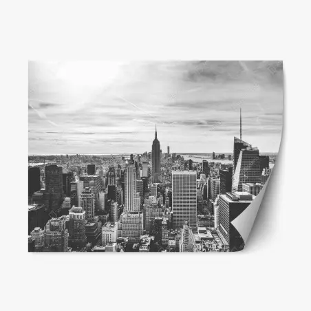 Sticker repositionnable panorama urbain de New York en noir et blanc – Wallnifity®