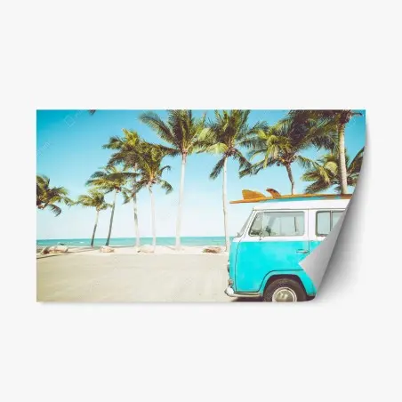 Sticker repositionnable escapade rétro au bord de la mer – Wallnifity®